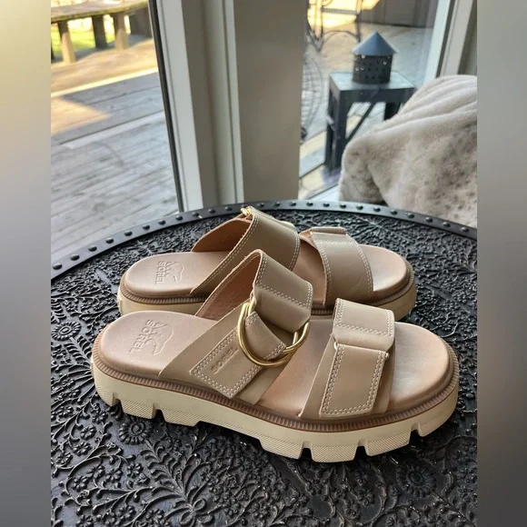 SOREL REIN CB SLIDE SANDALS IN HONEST BEIGE 7 - Picture 8 of 11